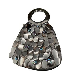 Vintage Mad Bags Handbag/Purse Black Teardrop silk and shell "jangle" design Y2k